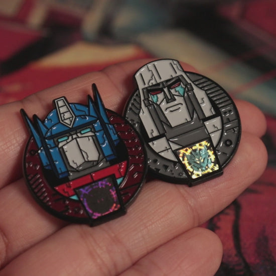 Holographic stickers on the Transformers Pin Badges
