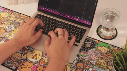 Fuzzballs Desk Pad and Coaster Set